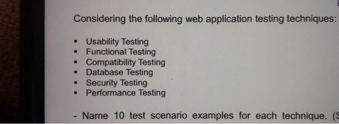 Solved Considering the following web application testing | Chegg.com