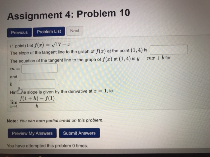 Solved Assignment 4: Problem 10 Previous Problem List Next | Chegg.com