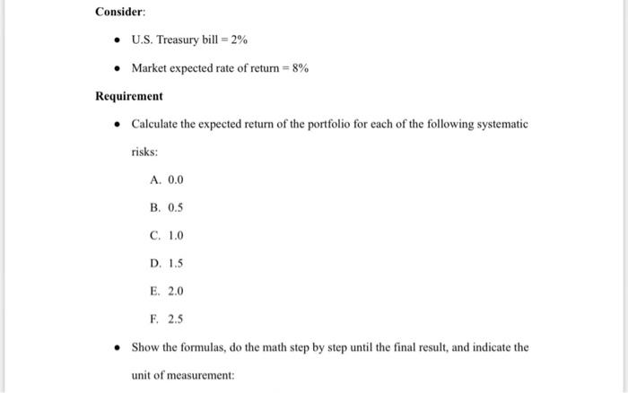 Solved - U.S. Treasury bill =2% - Market expected rate of | Chegg.com