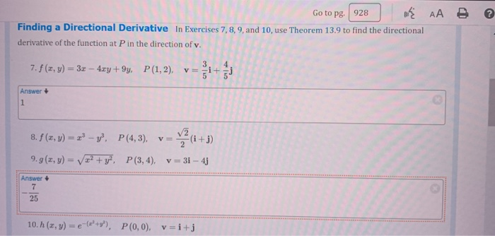 Solved Go To Pg 928 B Finding A Directional Derivative Chegg Com