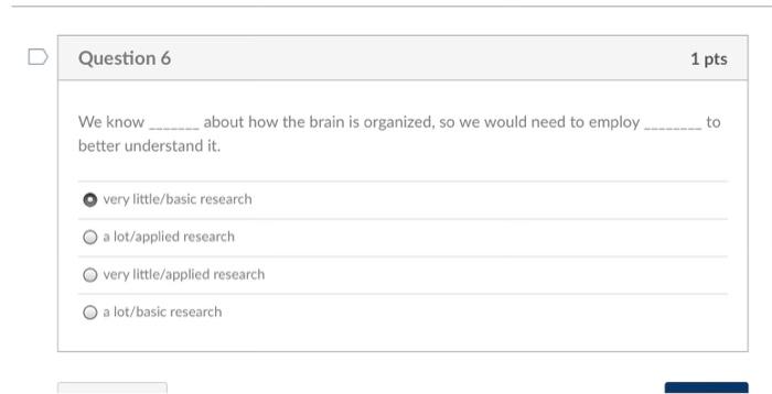 Solved We know about how the brain is organized, so we would | Chegg.com