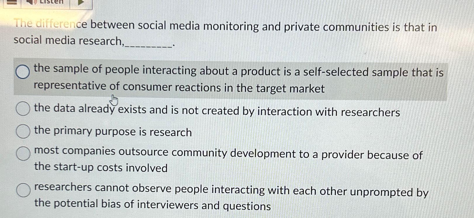 Solved The difference between social media monitoring and | Chegg.com