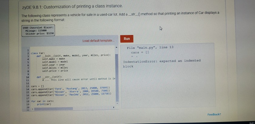 Solved ZYDE 9.8.1: Customization of printing a class | Chegg.com