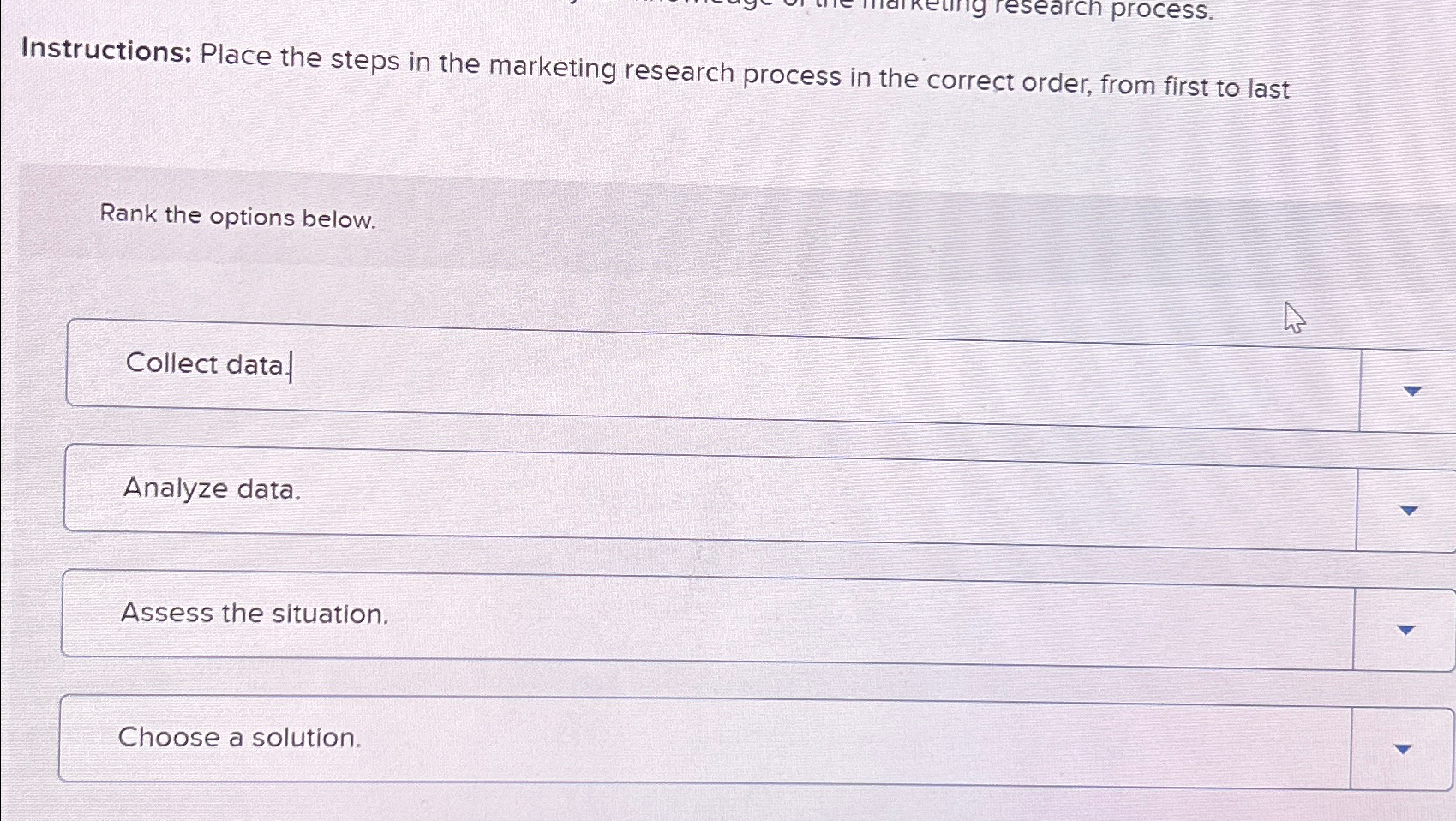 Solved Instructions: Place the steps in the marketing | Chegg.com