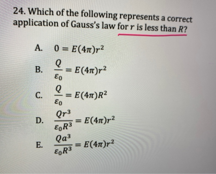 Solved 24. Which of the following represents a correct | Chegg.com