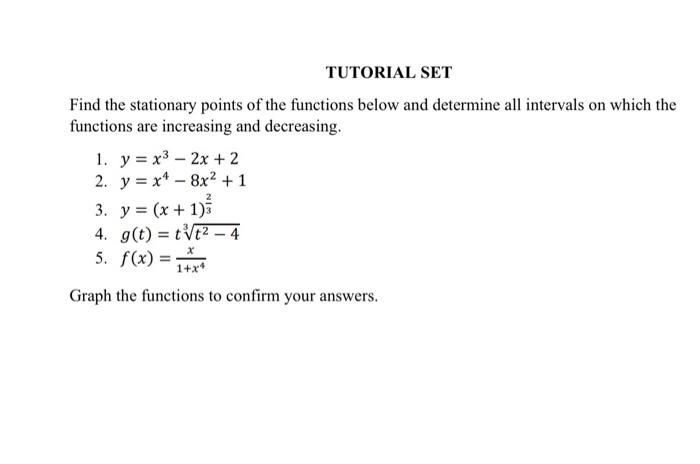 Solved Find the stationary points of the functions below and | Chegg.com