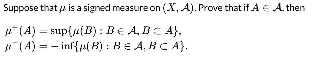 Solved Suppose That μ Is A Signed Measure On Xa Prove 3898