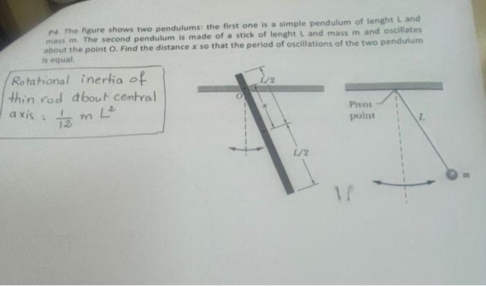 Solved P. The figure shows two pendulums: the first one is a | Chegg.com