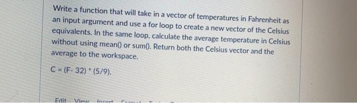 Solved Write a function that will take in a vector of | Chegg.com