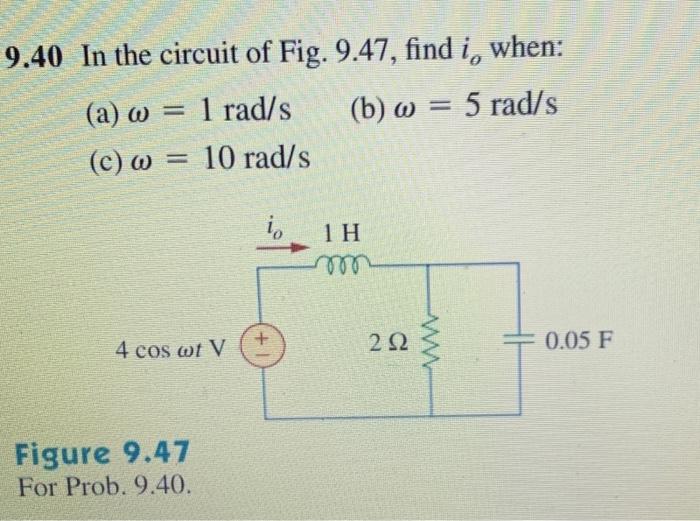 Solved 9 40 In The Circuit Of Fig 9 47 Find I When a W Chegg