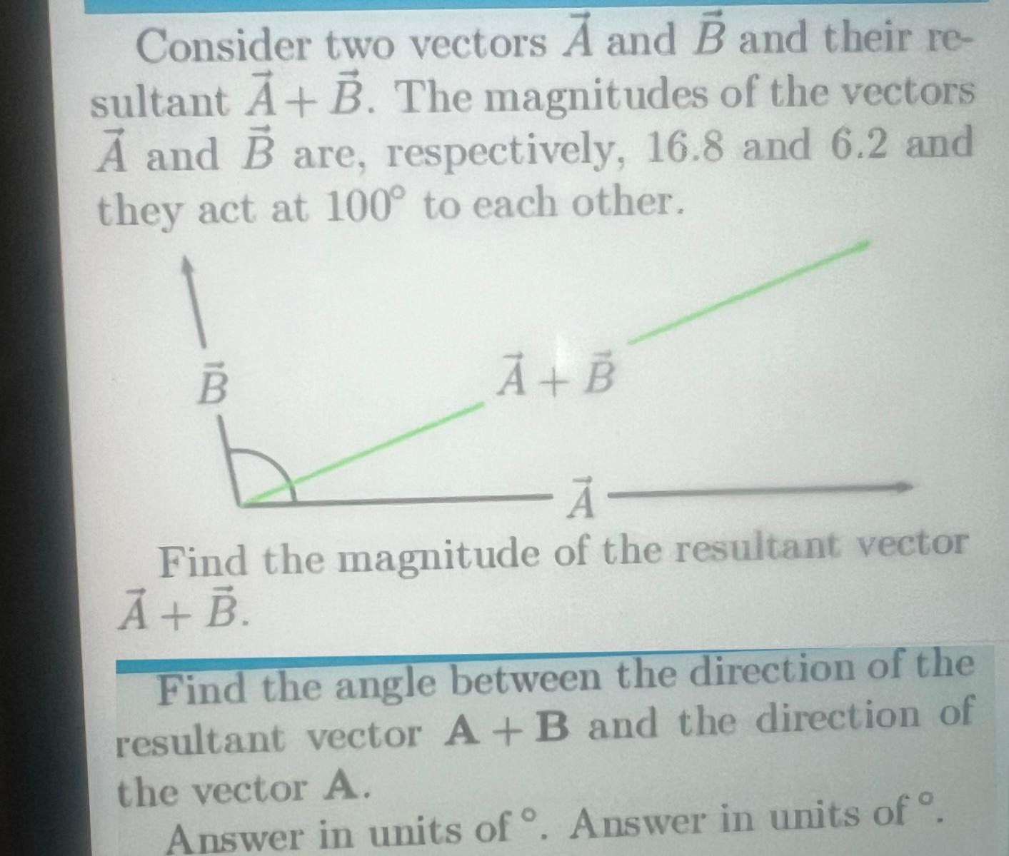 Solved Consider Two Vectors Vec(A) ﻿and Vec(B) ﻿and Their | Chegg.com