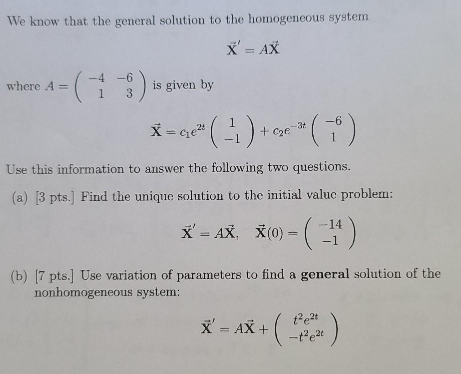 Solved We know that the general solution to the homogeneous | Chegg.com