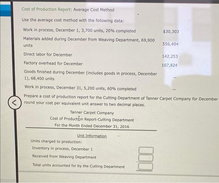 Solved Cost Of Production Report Average Cost Method Use 6137