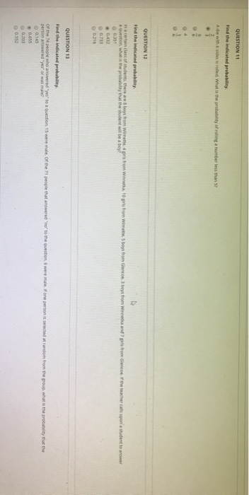 Solved QUESTION 11 Find the indicated probability Ade with | Chegg.com