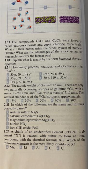 Solved 2.19 The compounds CuCl and CuCl2 were formerly Chegg