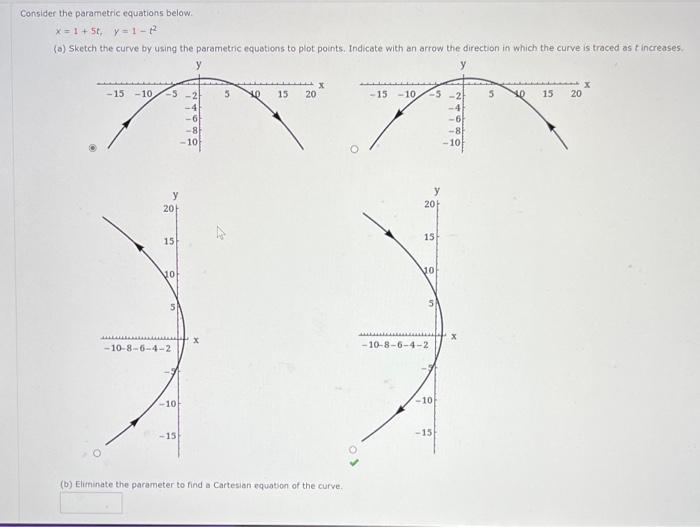 Solved Consider the parametric equations below. | Chegg.com