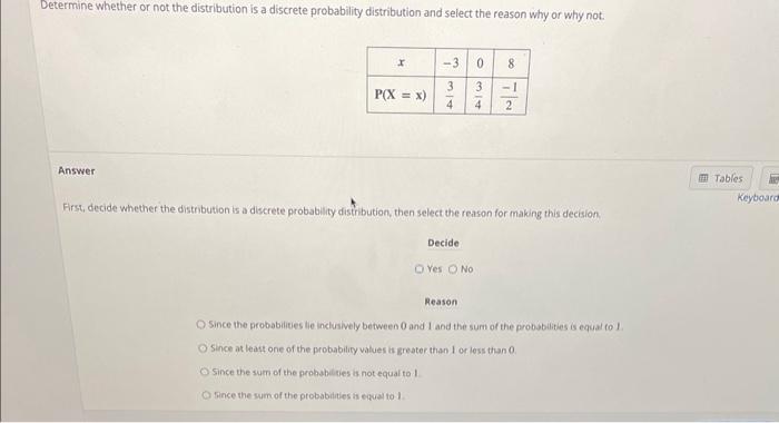 Solved Determine whether or not the distribution is a | Chegg.com