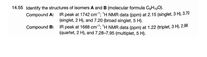 Solved 14.55 Identify the structures of isomers A and B | Chegg.com
