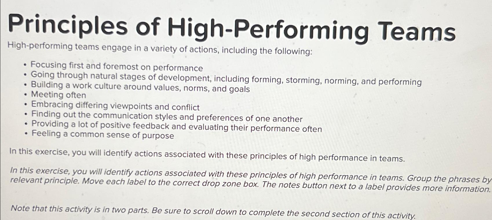 Solved Principles of High-Performing TeamsHigh-performing | Chegg.com