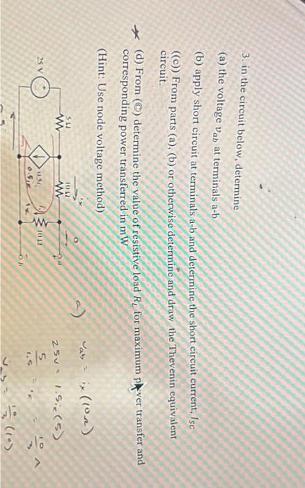 Solved 3. In The Circuit Below, Determine (a) The Voltage | Chegg.com