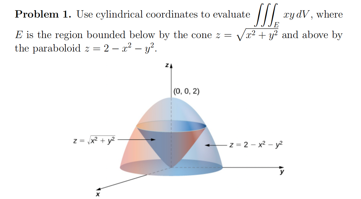 Solved Problem 1. ﻿Use cylindrical coordinates to evaluate | Chegg.com