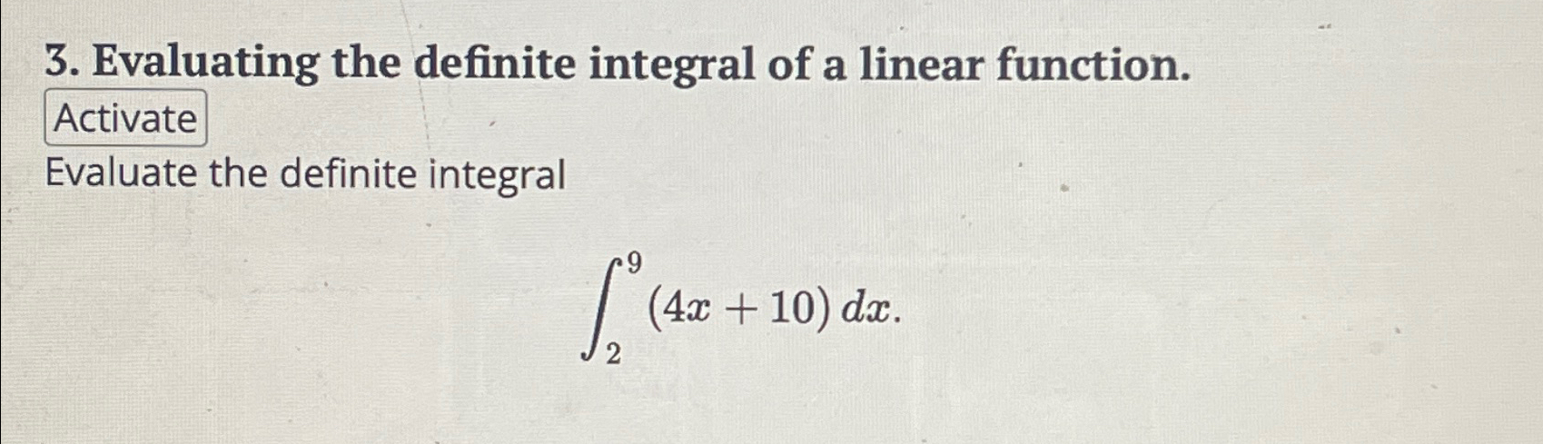 Solved Evaluating the definite integral of a linear | Chegg.com