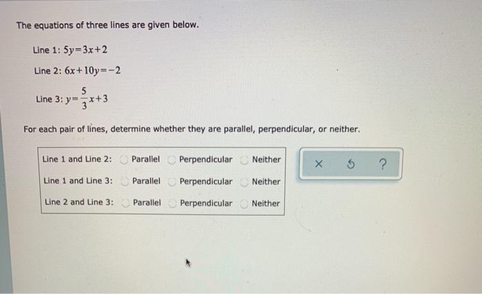Solved The equations of three lines are given below. Line 1: | Chegg.com