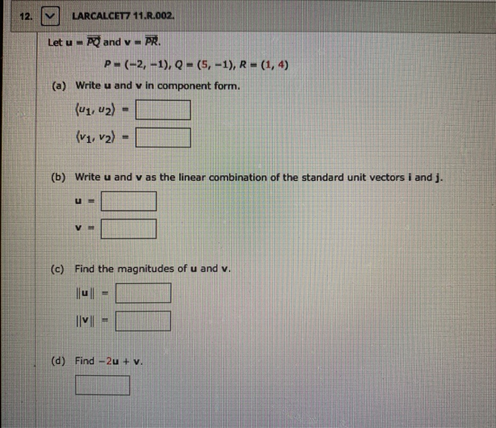 Solved Larcalcet7 11 R 002 Let U P And V Pr P 2 Chegg Com