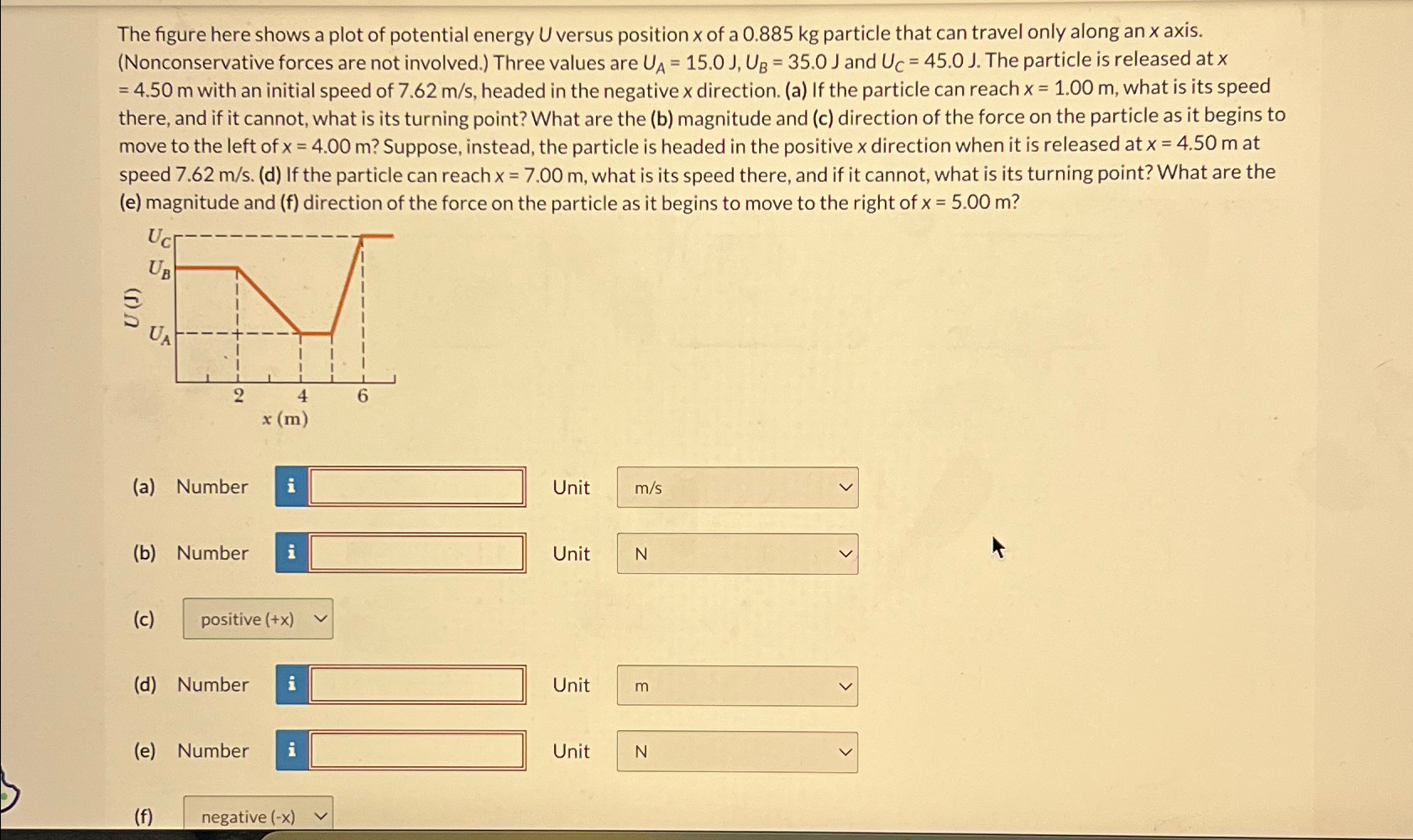 Solved The figure here shows a plot of potential energy U | Chegg.com