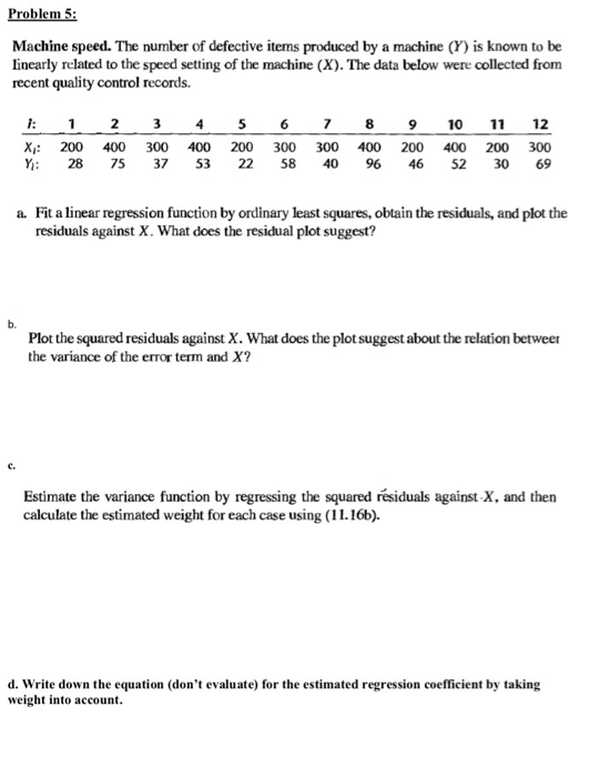 Speed Machine Problem Solved Problem 5: Machine speed. The number of defective | Chegg.com