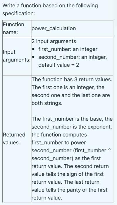 Solved Write a function based on the following | Chegg.com