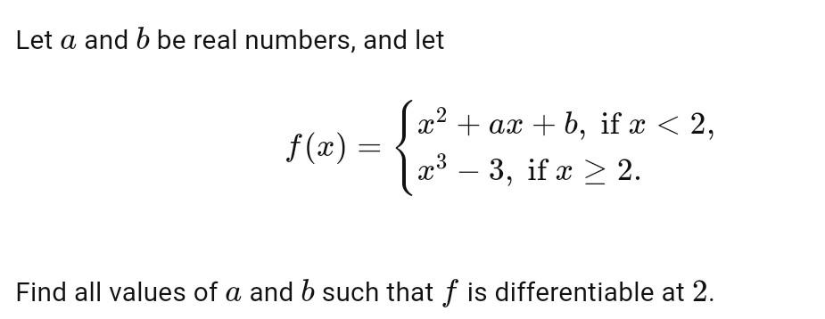 Solved Let A And B Be Real Numbers, And Let F(x)={x2+ax+b, | Chegg.com