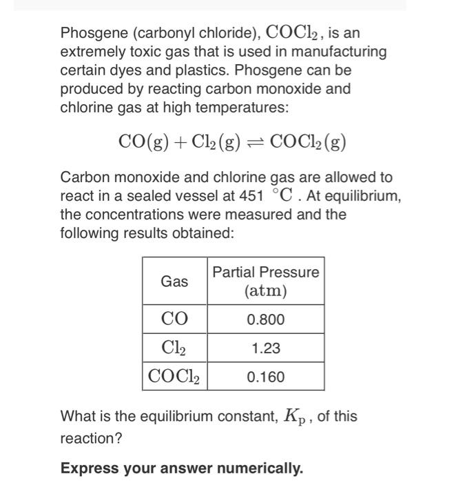 Phosgene (carbonyl chloride), COCl2, is an extremely