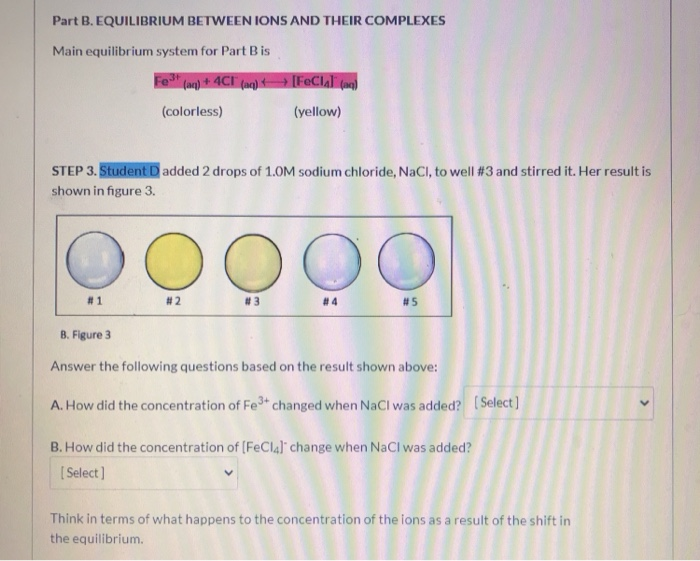 Solved Part B. EQUILIBRIUM BETWEEN IONS AND THEIR COMPLEXES | Chegg.com