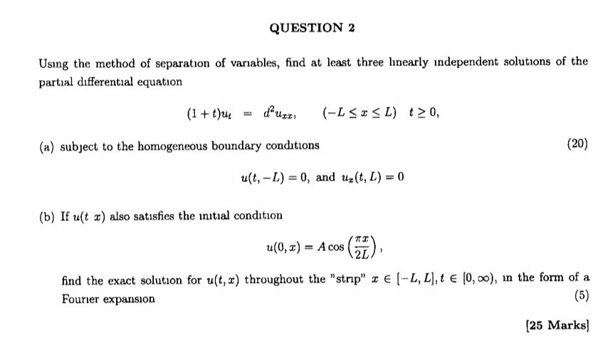 Solved QUESTION 2 Using The Method Of Separation Of | Chegg.com