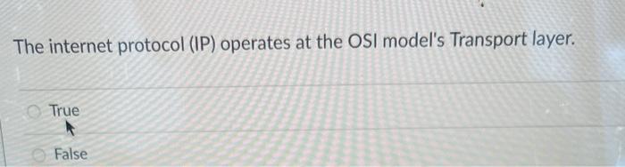 Solved The internet protocol (IP) operates at the OSI | Chegg.com