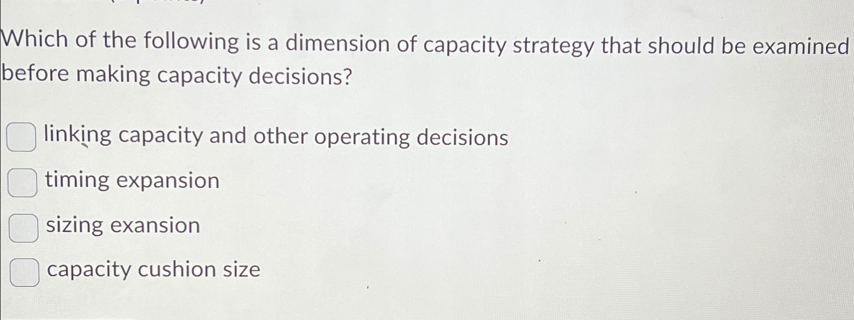 Solved Which of the following is a dimension of capacity | Chegg.com