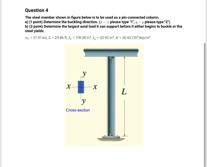 Solved Question 4 The steel member shown in figure below is | Chegg.com