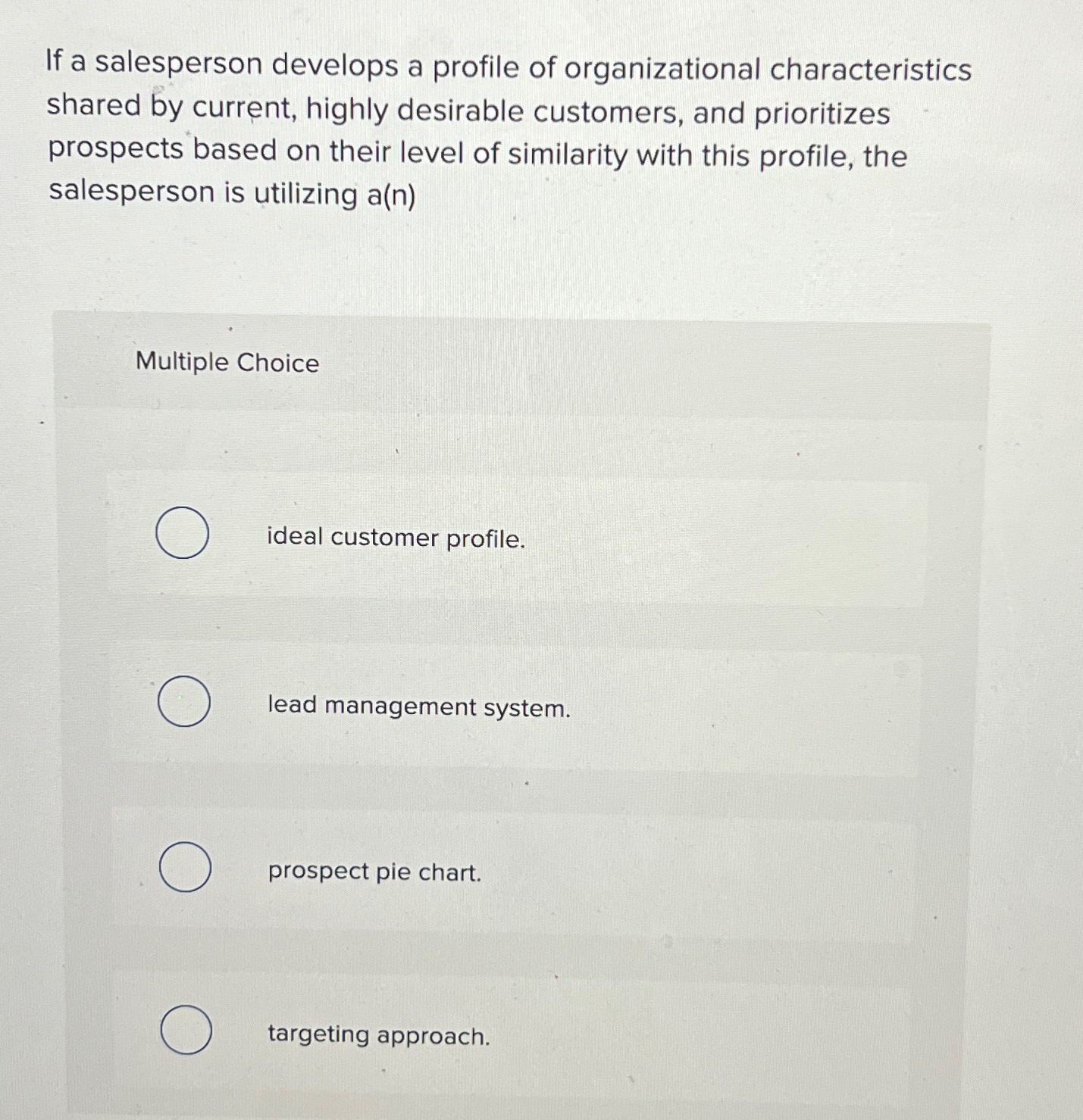 Solved If a salesperson develops a profile of organizational | Chegg.com