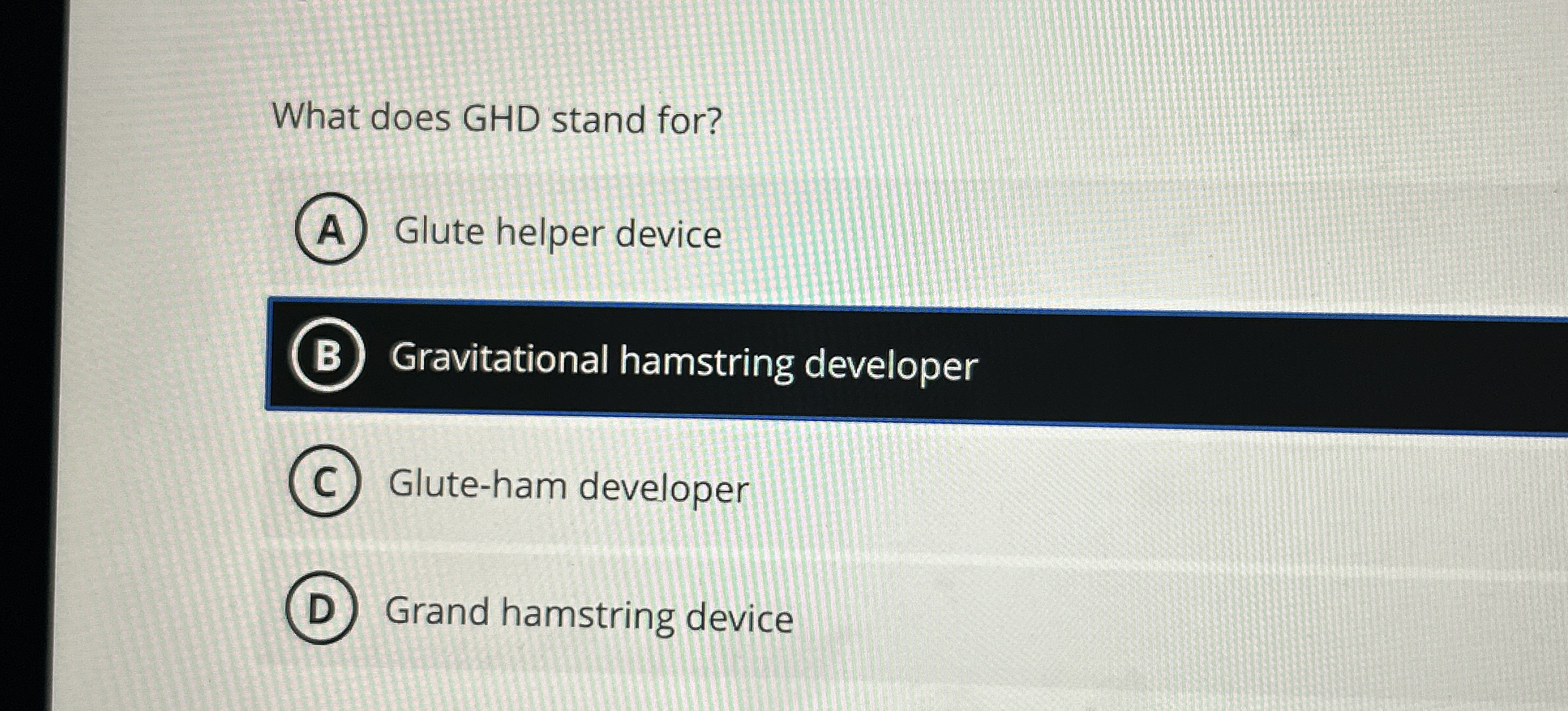 Solved What does GHD stand for? ﻿Glute helper | Chegg.com