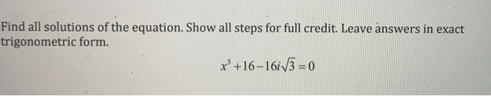 Solved Find all solutions of the equation. Show all steps | Chegg.com