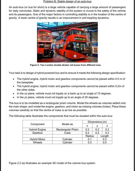 Solved Problem B: Stable design of an auto-bus An auto-bus | Chegg.com
