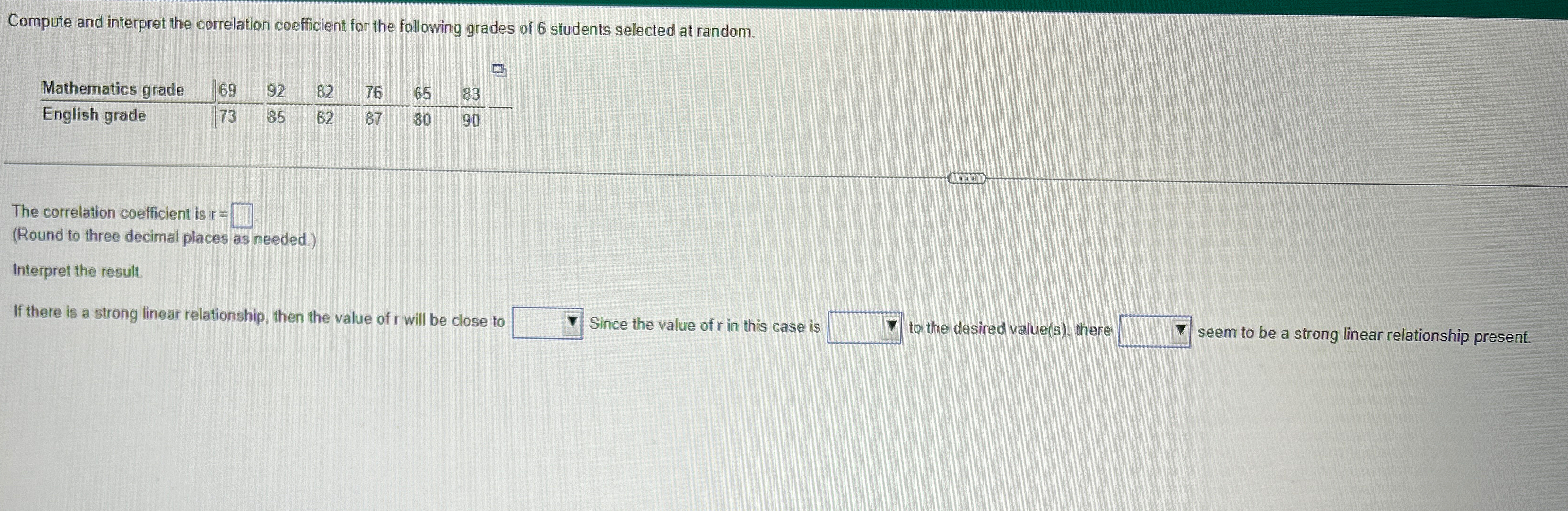 Solved Compute and interpret the correlation coefficient for | Chegg.com