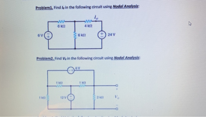 Solved Problemi. Find Lo In The Following Circuit Using | Chegg.com