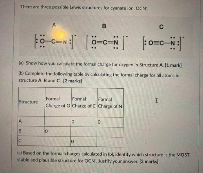 cyanate ion lewis structure