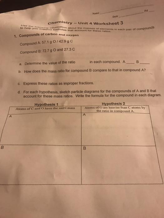 Solved Date chemistry - Unit 4 Worksheet 3 Un t ion to the | Chegg.com
