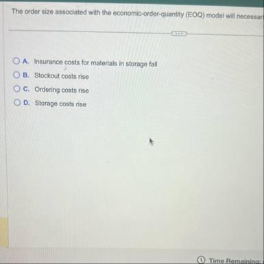 Solved The order size associated with the | Chegg.com