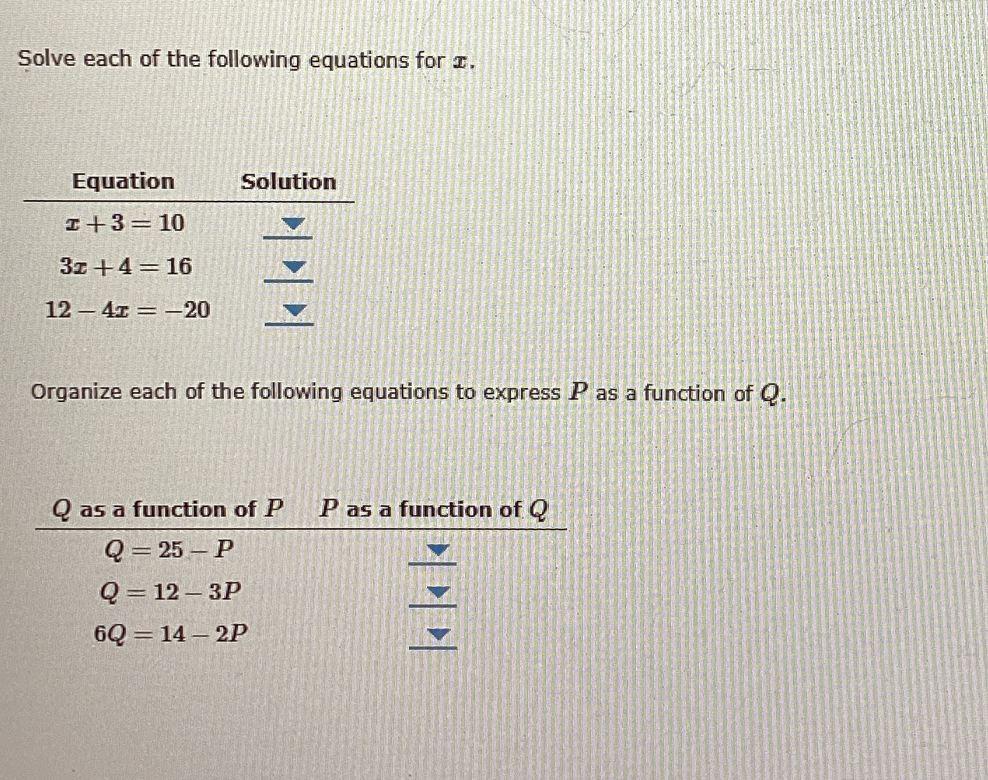 Solved Solve each of the following equations for | Chegg.com
