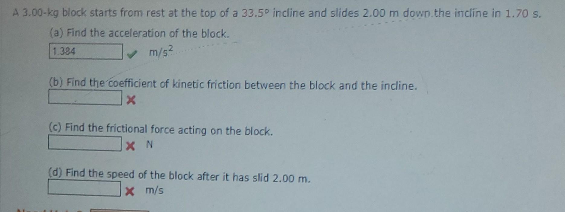 Solved A3.00-kg Block Starts From Rest At The Top Of A 33.50 | Chegg.com