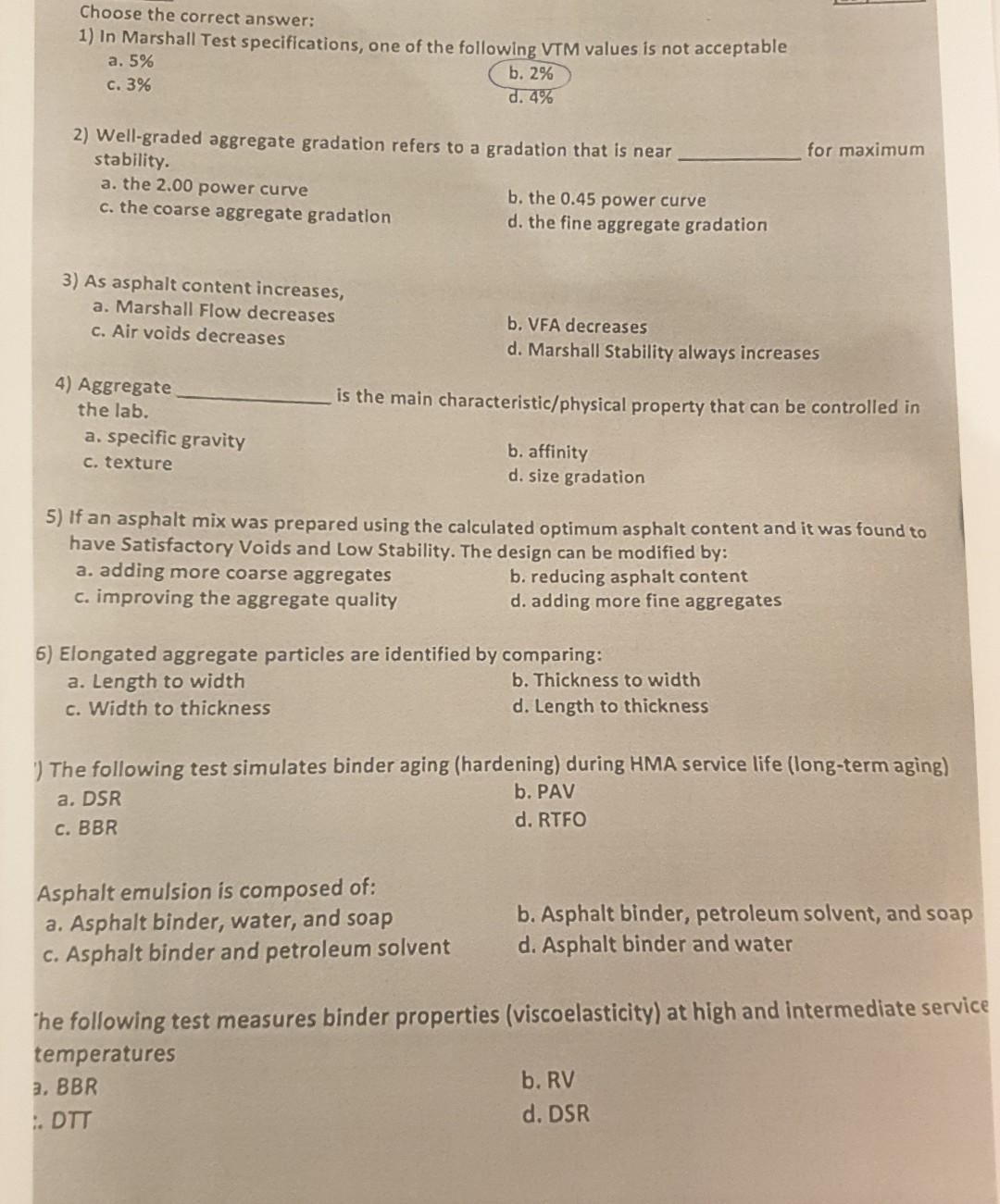 Solved Choose the correct answer: 1) In Marshall Test | Chegg.com